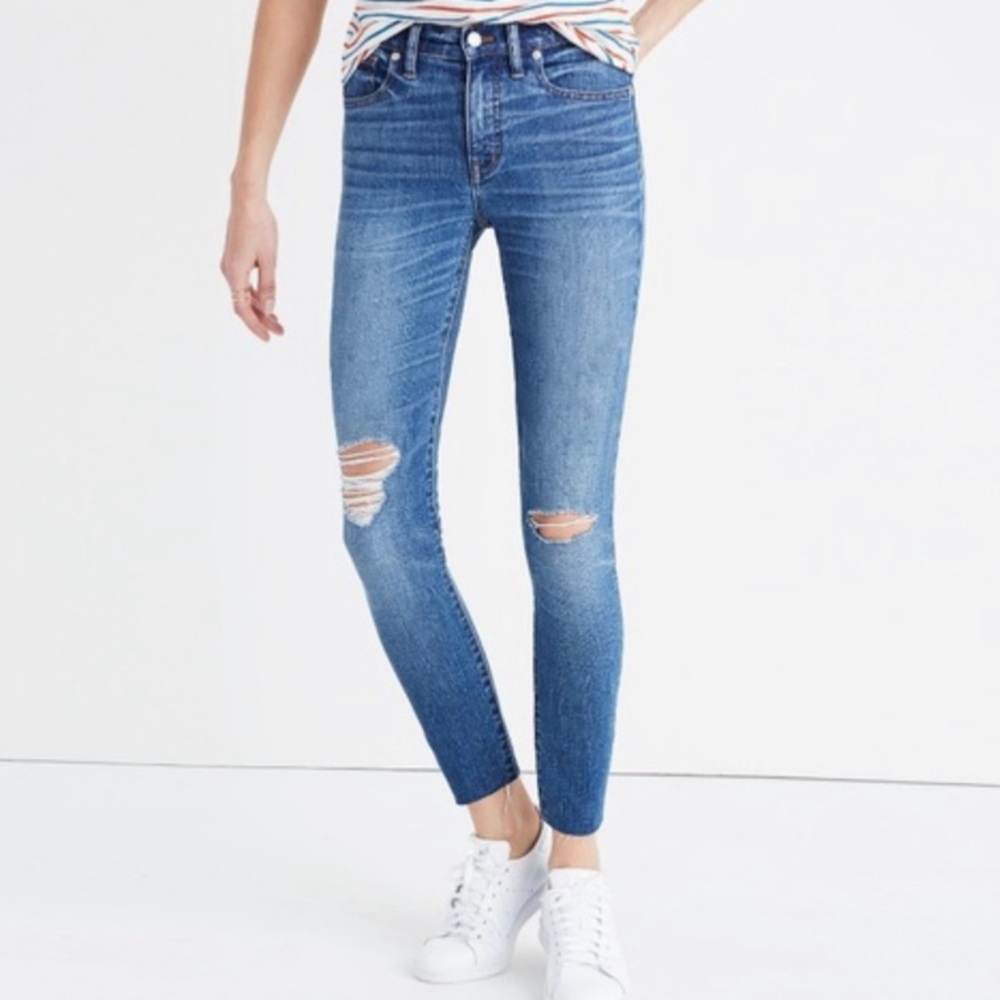 Madewell high-rise skim boyfriend distressed Jean